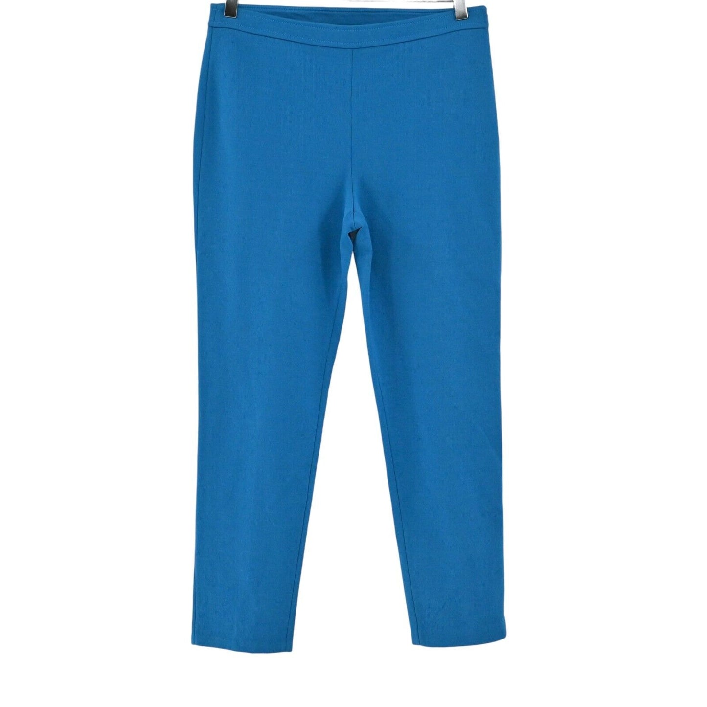 ST JOHN Pants Womens Size 6 Classic Knit Blue Wool Slit Back Straight Trousers