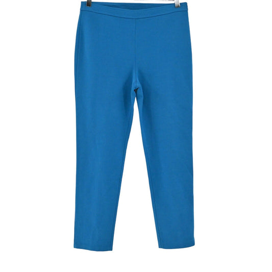 ST JOHN Pants Womens Size 6 Classic Knit Blue Wool Slit Back Straight Trousers