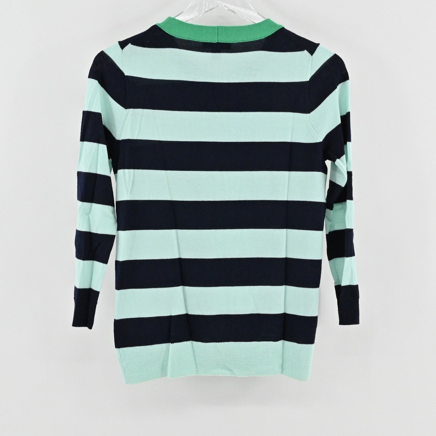 J Crew Womens Tippi Tie Neck Sweater Size M Merino Wool Striped Cozy Preppy Chic