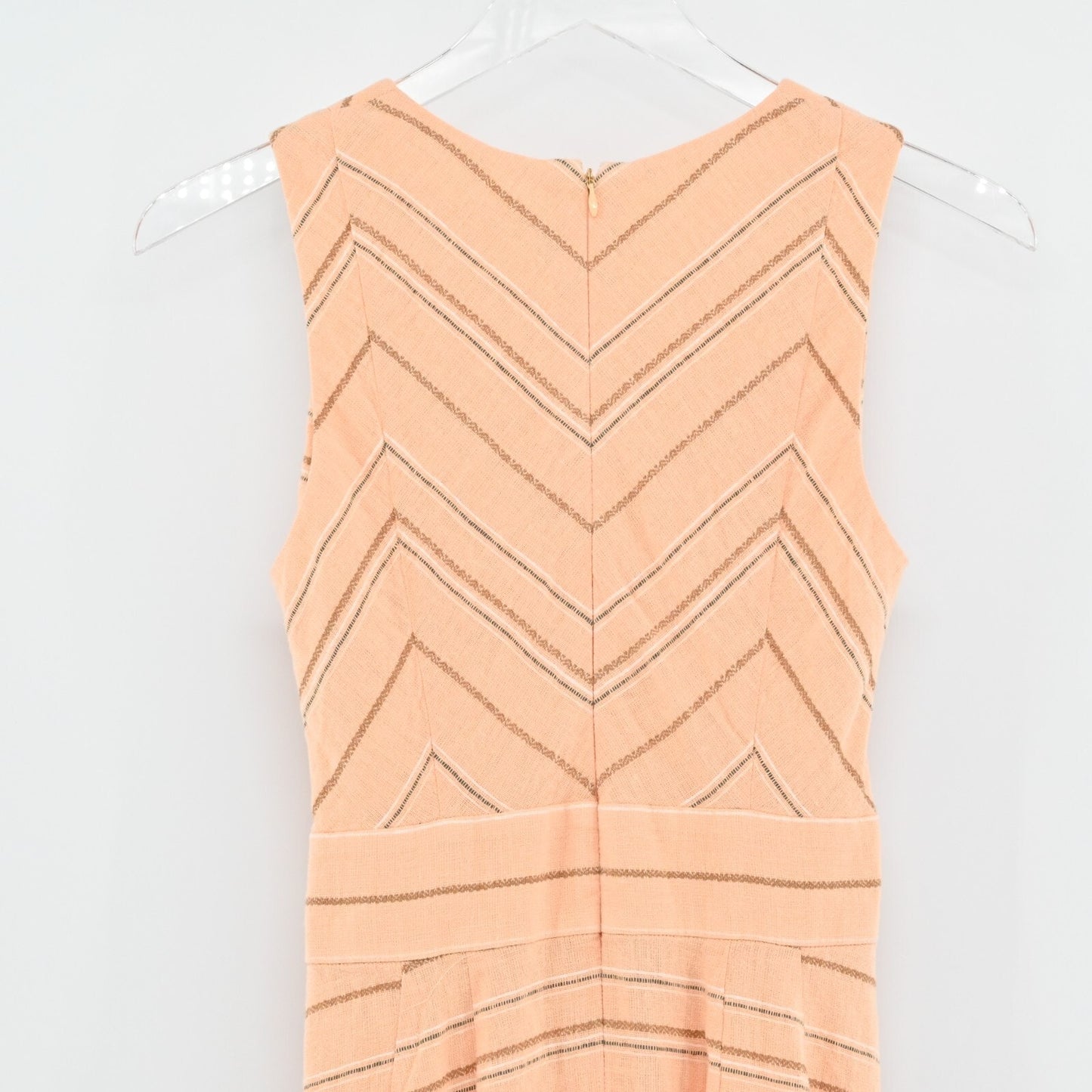 CALVIN KLEIN Dress Sz 2 Orange Linen Cotton Striped Belted Maxi V Neck Vacation