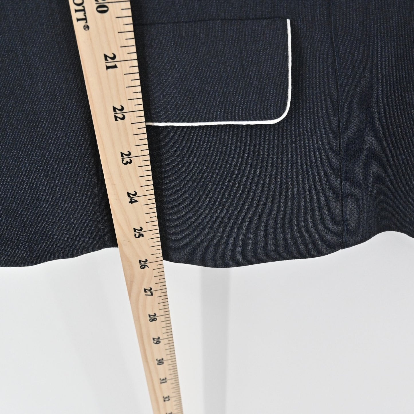 Vtg ALBERT NIPON Skirt Suit Set Womens Size 16 Blazer Pencil Navy White Piping