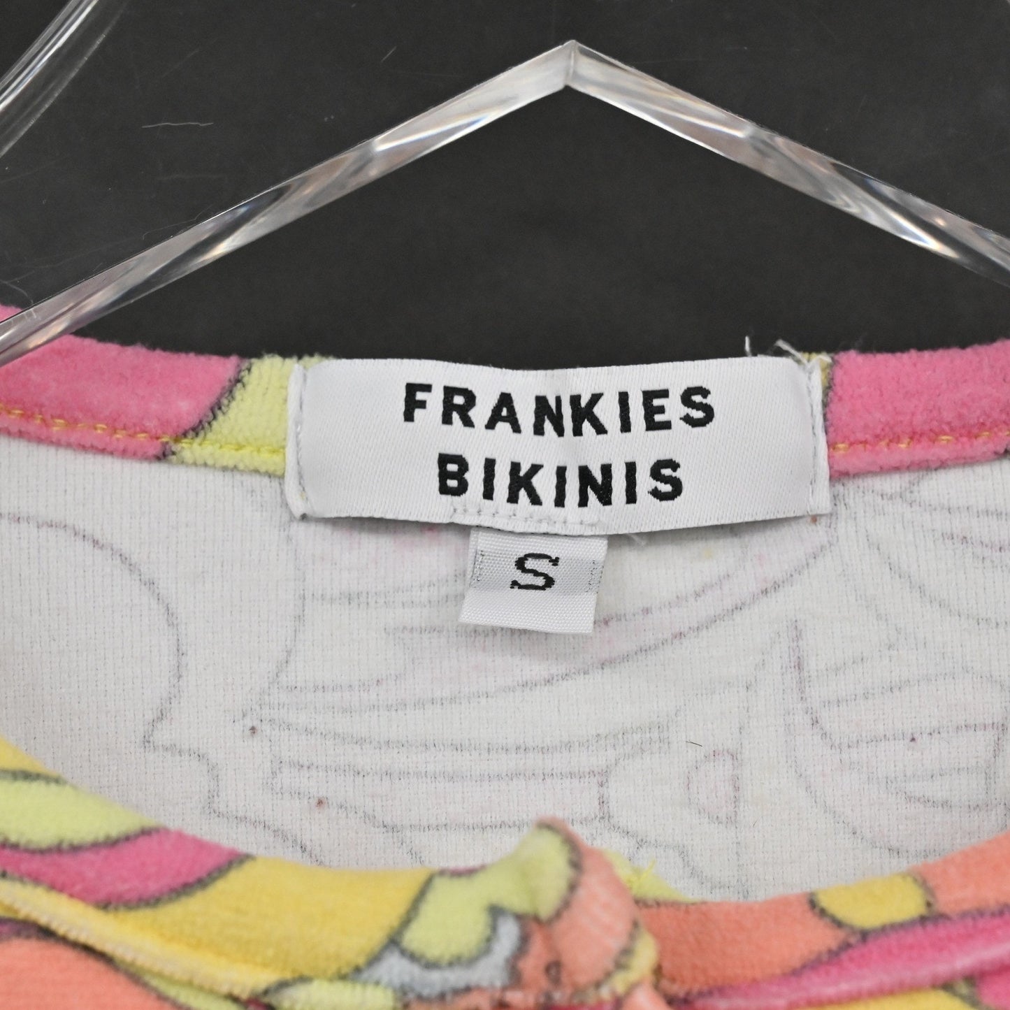 Frankies Bikinis Womens Cheri Terry Cardigan Size S Psychedelic Print Cropped