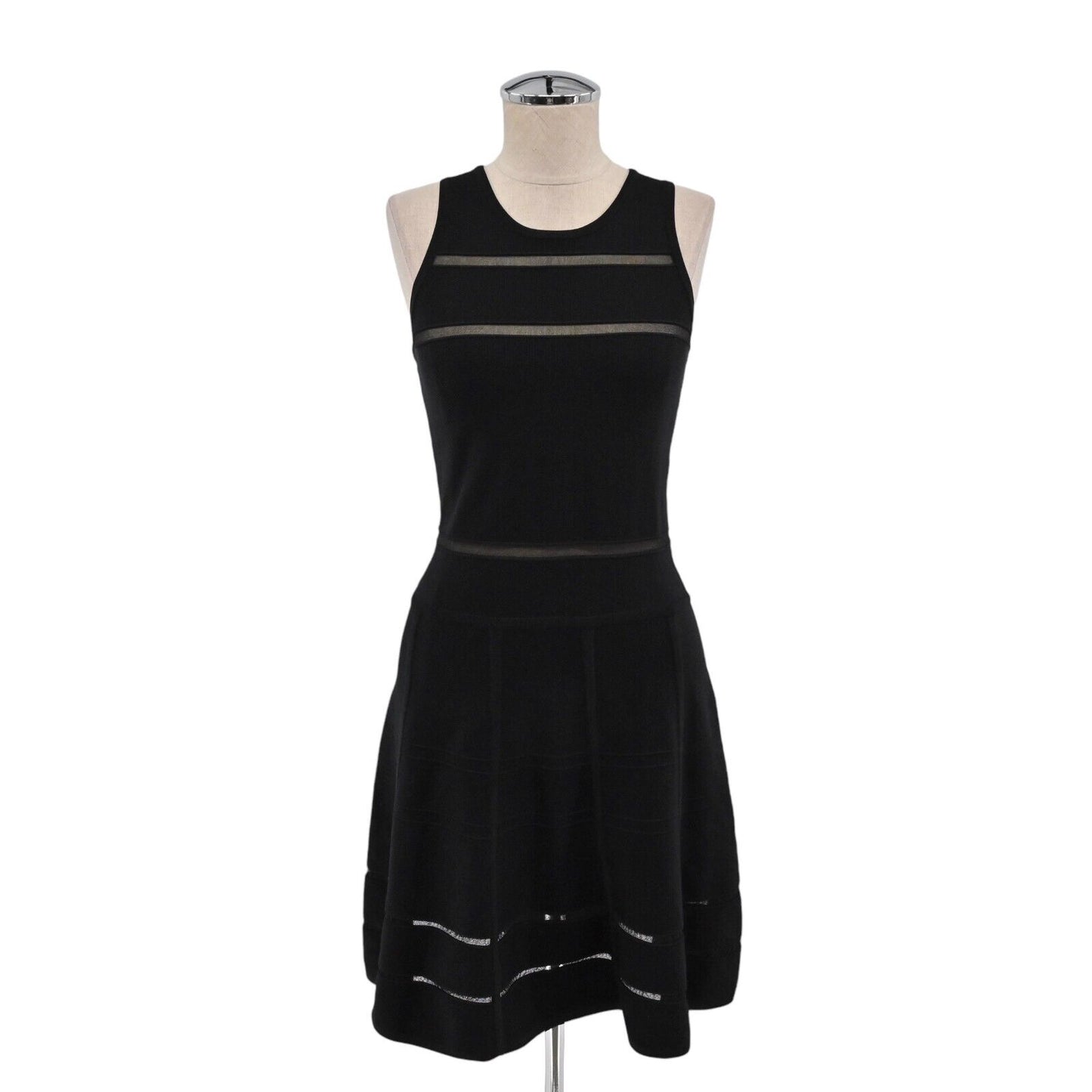 NICOLE MILLER Dress Womens Size S Black Ladder Lace Contrast Sleeveless Artelier