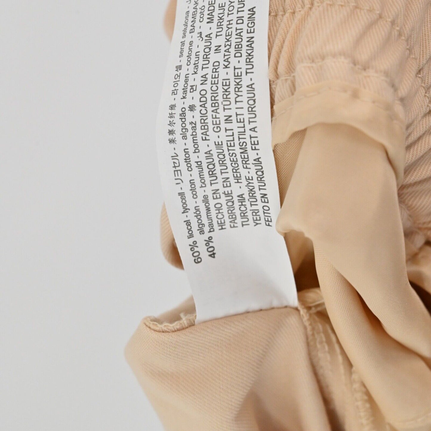 ZARA Pants Womens Sz XL Peach Cotton Blend High Rise Paperbag Braided Belt NEW
