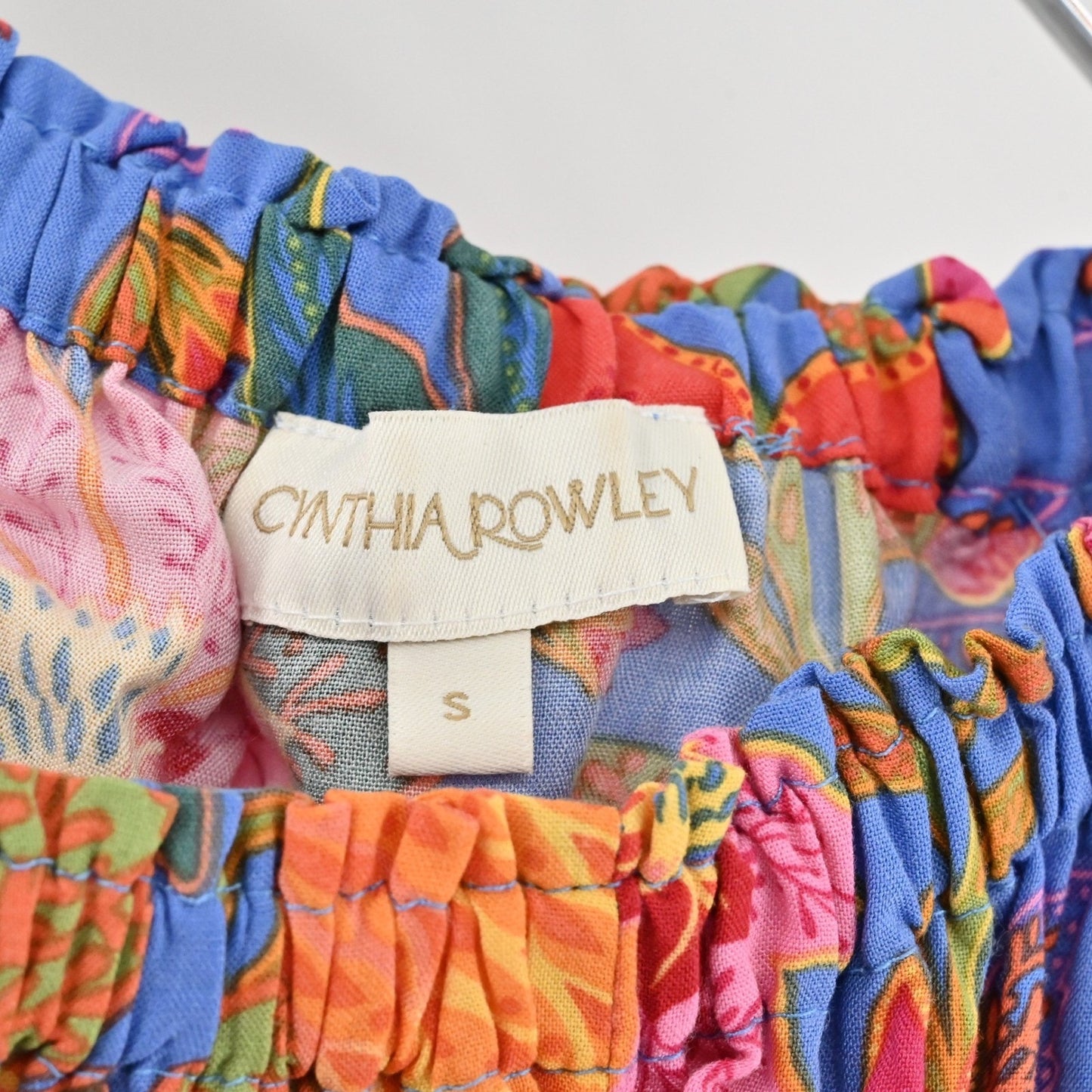 Cynthia Rowley Womens Floral Top Size S Off The Shoulder Balloon Sleeve Blouse