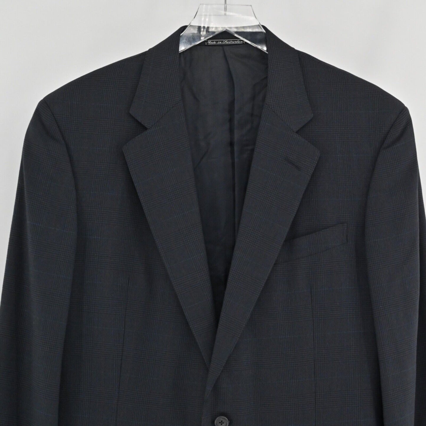 VTG 90s ERMENEGILDO ZEGNA Plaid Blazer Mens Size 50 Gray Blue Wool Sports Coat