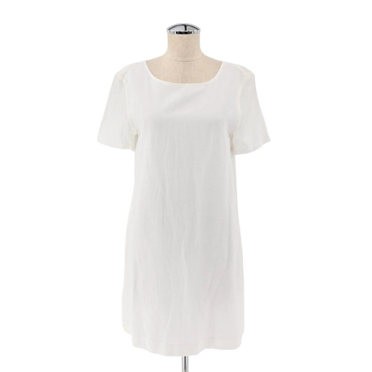 THEORY Dress Womens Size 2 White Button Back V Airy Cotton Shift Capsule Minimal