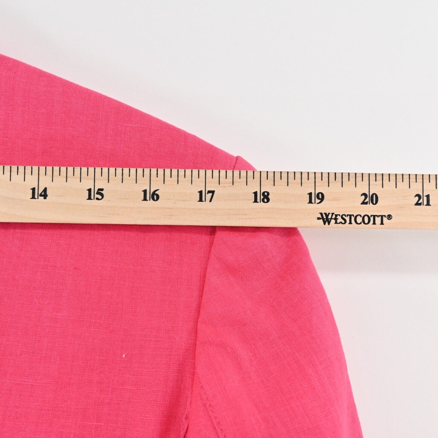 Vtg LOUIS FERAUD Blazer Womens Size 8 Pink White Trim Linen Short Sleeve Jacket