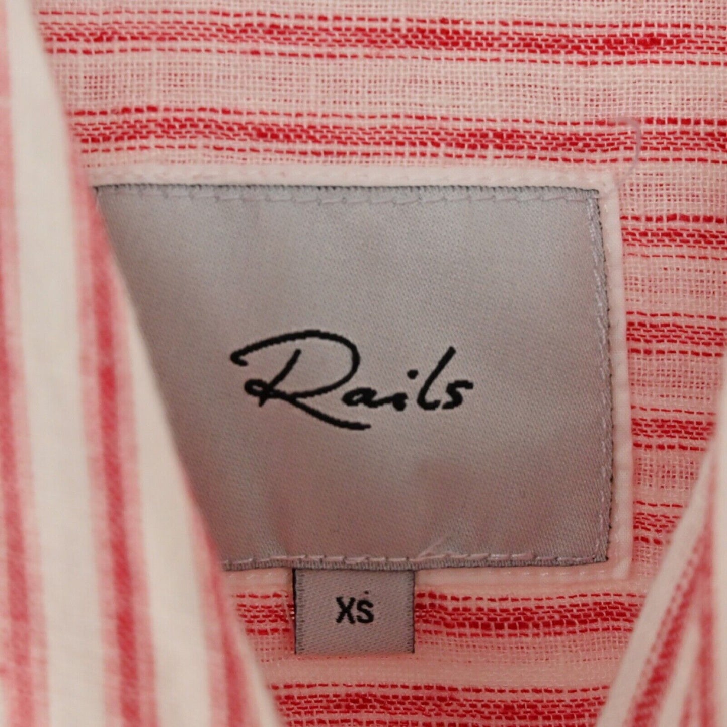 RAILS Top Womens Size XS Red White Belmont Stripe Linen Val Tie Front Button Up