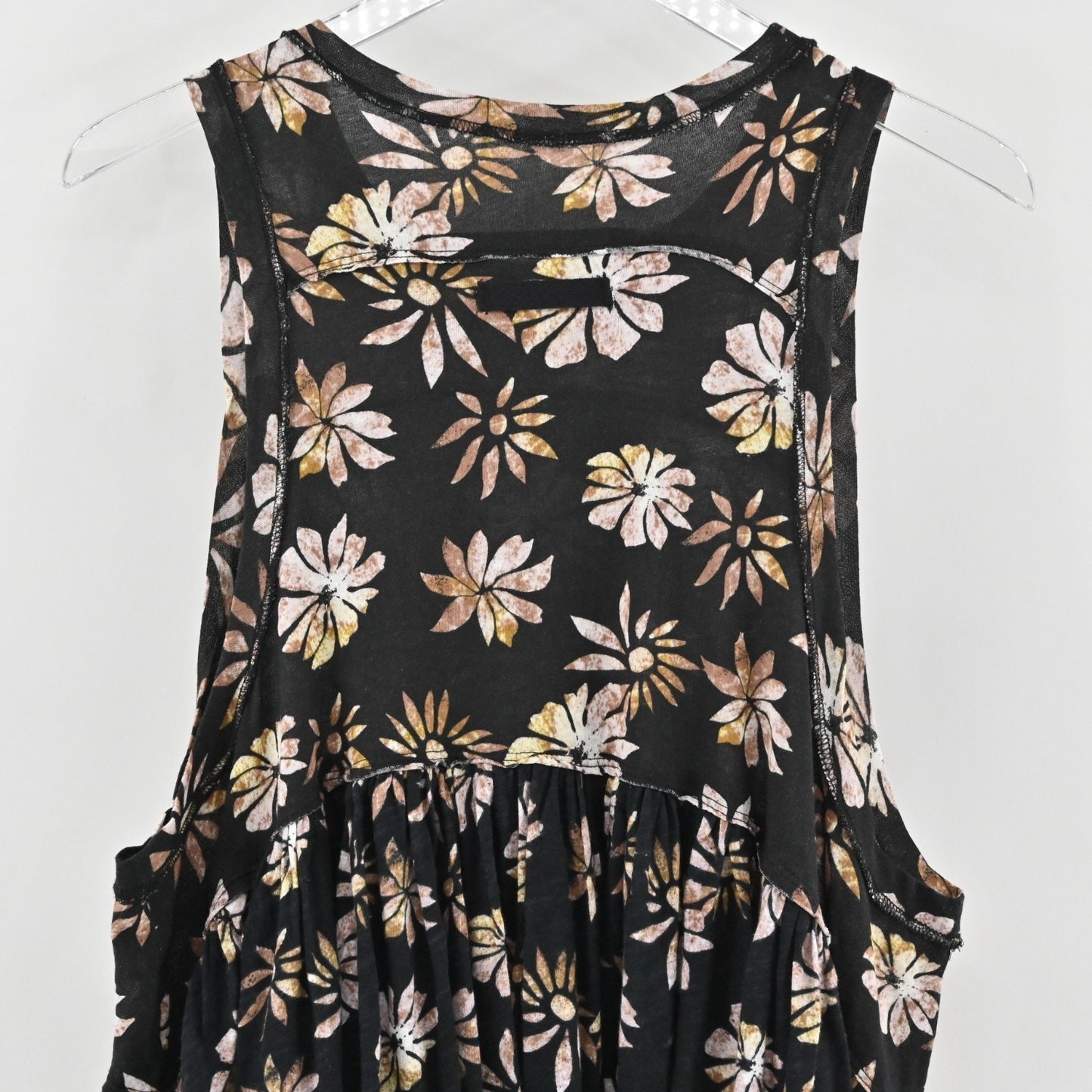 Free People Womens Madison Top Size XS Dark Floral Sleeveless Baby Doll Tiered