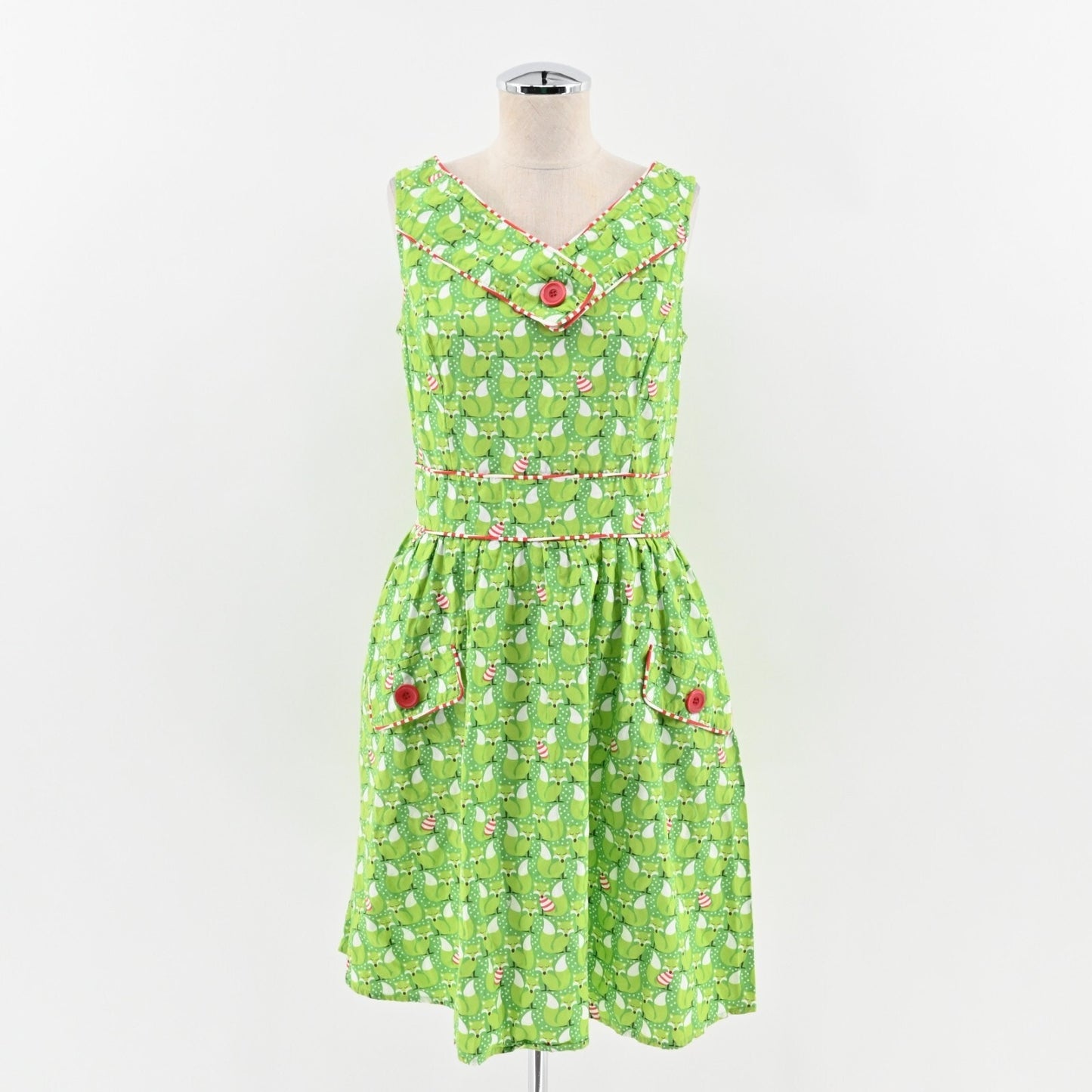 RETROLICIOUS Mandy Foxy Lady Dress Green Fox Christmas RETRO Pinup Size Small M