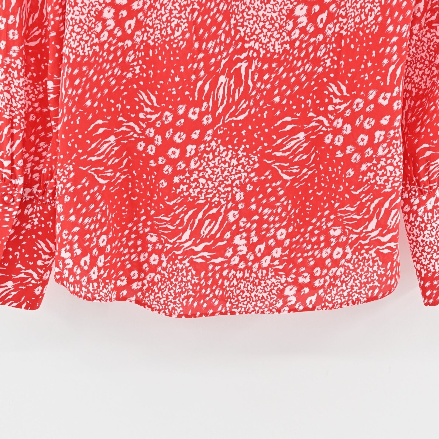 JOIE Top Womens Size L Tariana Viscose Leopard Print Blouse Cherry Red White