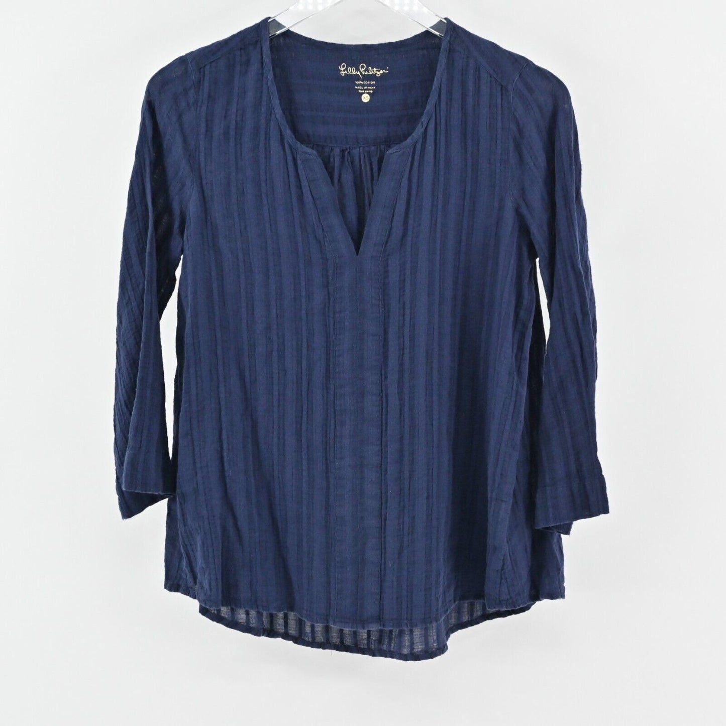 LILLY PULITZER Top Womens Size XS Nalani True Navy Swing Tunic Cotton Blouse