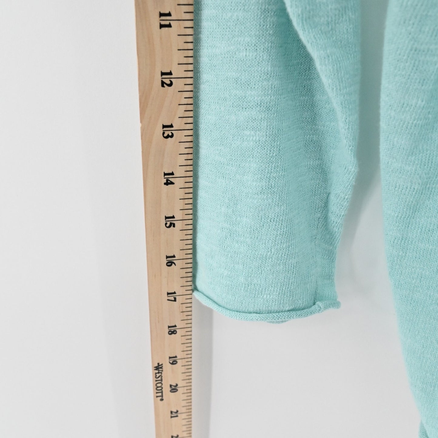 EILEEN FISHER WomensSlubby Sweater Sz L VNeck Long Sleeve Aqua Blue Green Top