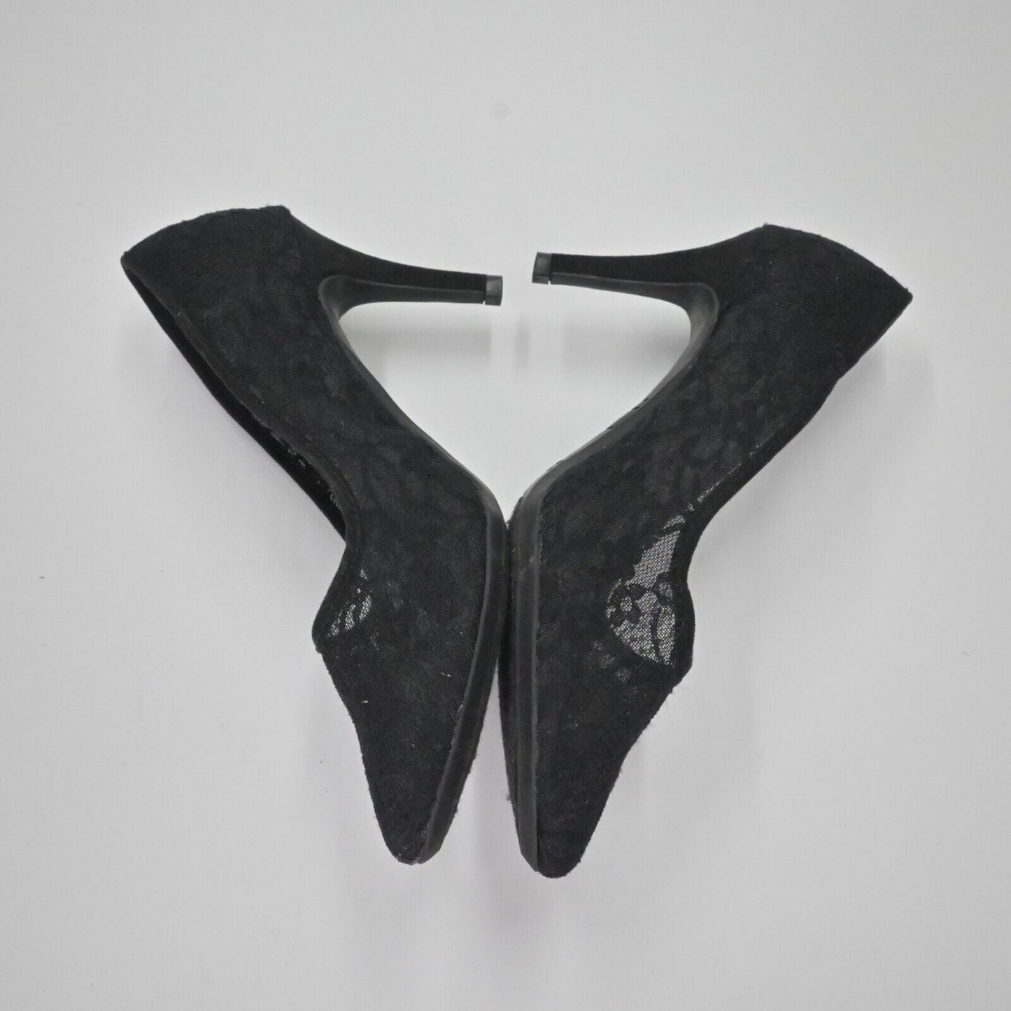 Vtg JONES NEW YORK Womens Sz 5.5 Black Floral Lace Pointed Toe Berdina Stiletto