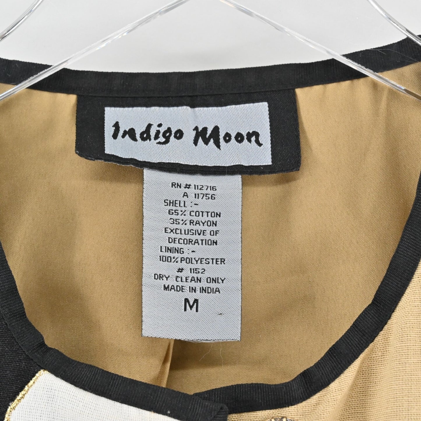 Vtg INDIGO MOON Womens Floral Beaded Jacket Size M Multicolor Boho Art to Wear