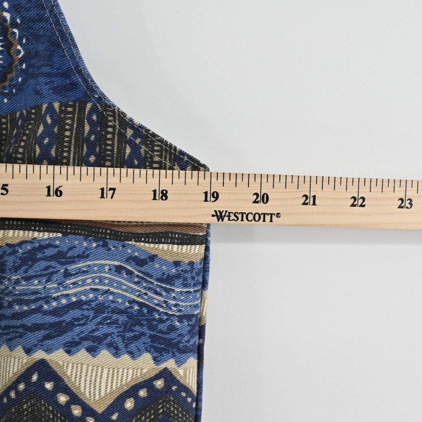 Vtg 80s Womens Western Denim Vest Size M Blue Indie Southwestern Aztec Festival