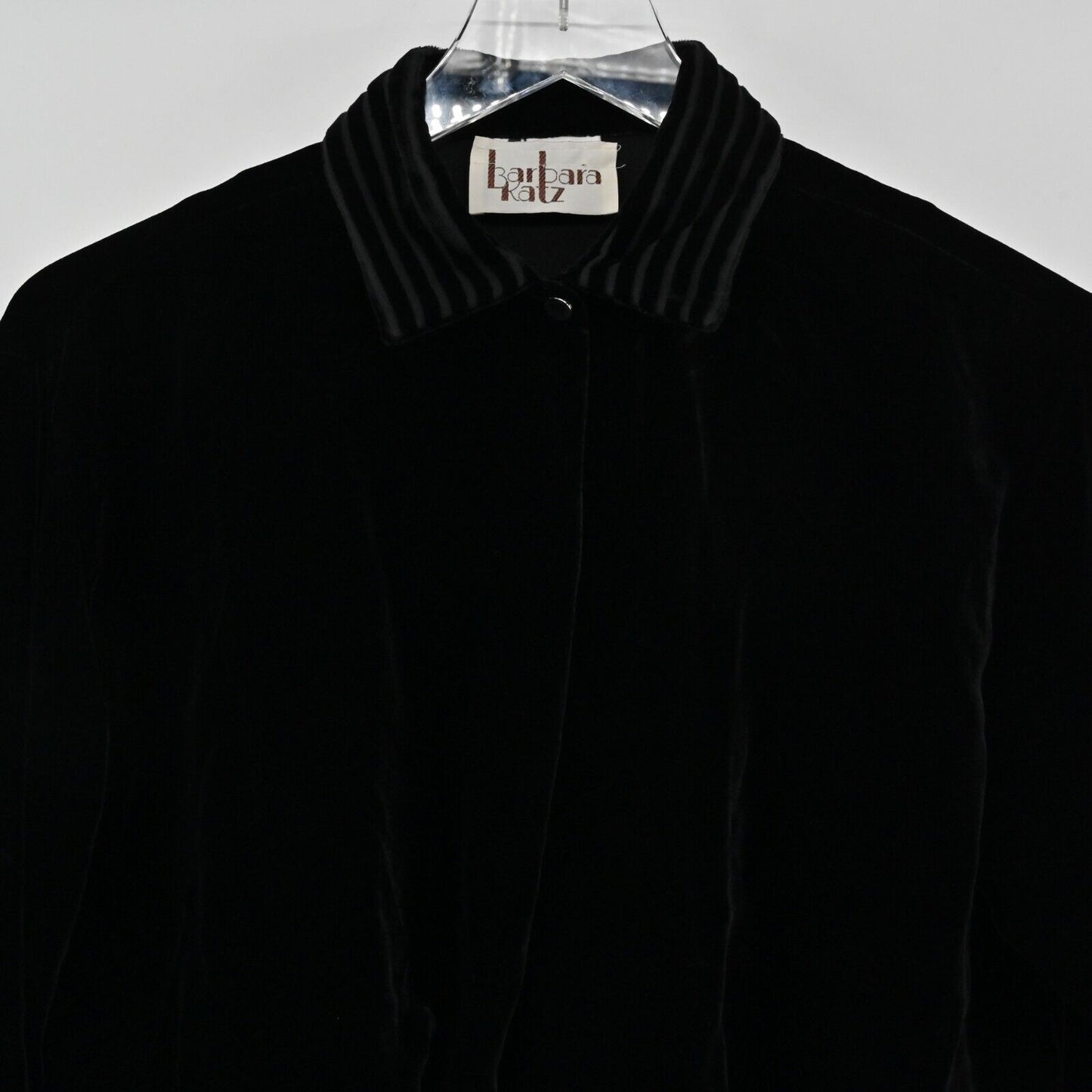 Vtg BARBARA KATZ Velvet Bodysuit Womens Size S Black Long Sleeve 80s Deadstock