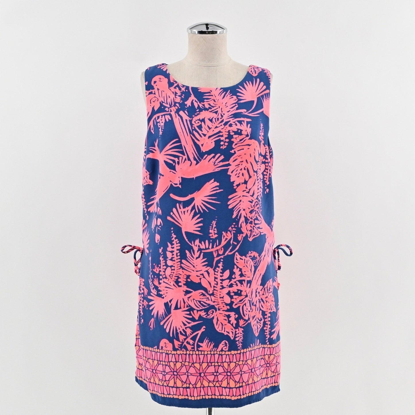 Lilly Pulitzer Donna Romper Sz 10 Indigo Night Caw Blue Pink Sleeveless Playsuit