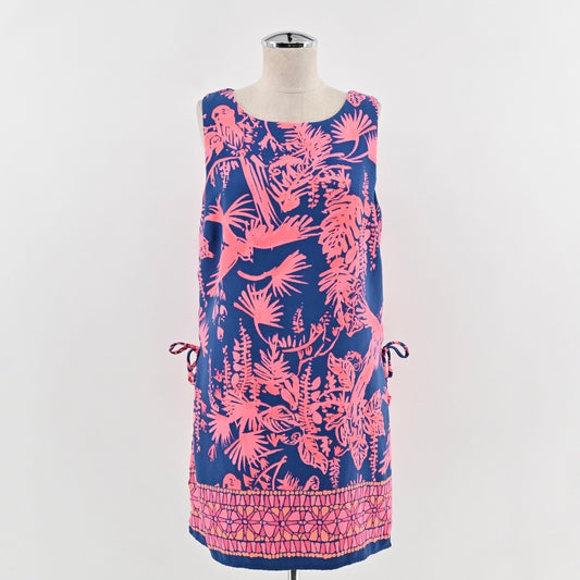 Lilly Pulitzer Donna Romper Sz 10 Indigo Night Caw Blue Pink Sleeveless Playsuit