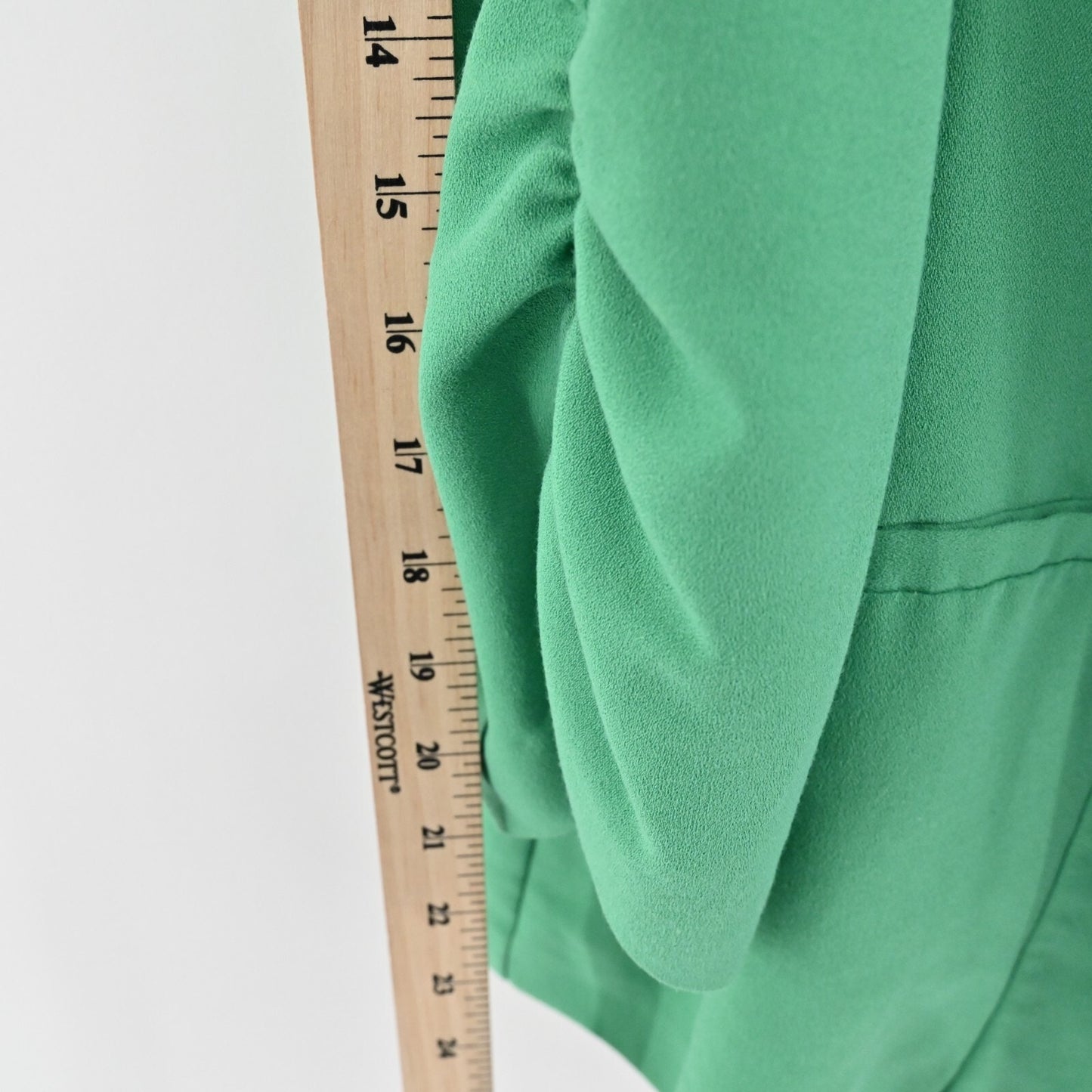 TORRID Blazer Womens Size 5 Green Ruched 3/4 Sleeve Open Front Jacket Career