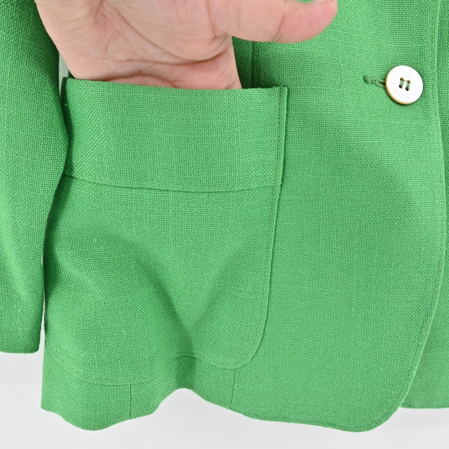 Vtg EVAN PICONE Blazer Womens Size 6 Green Single Breasted Front Pocket Jacket