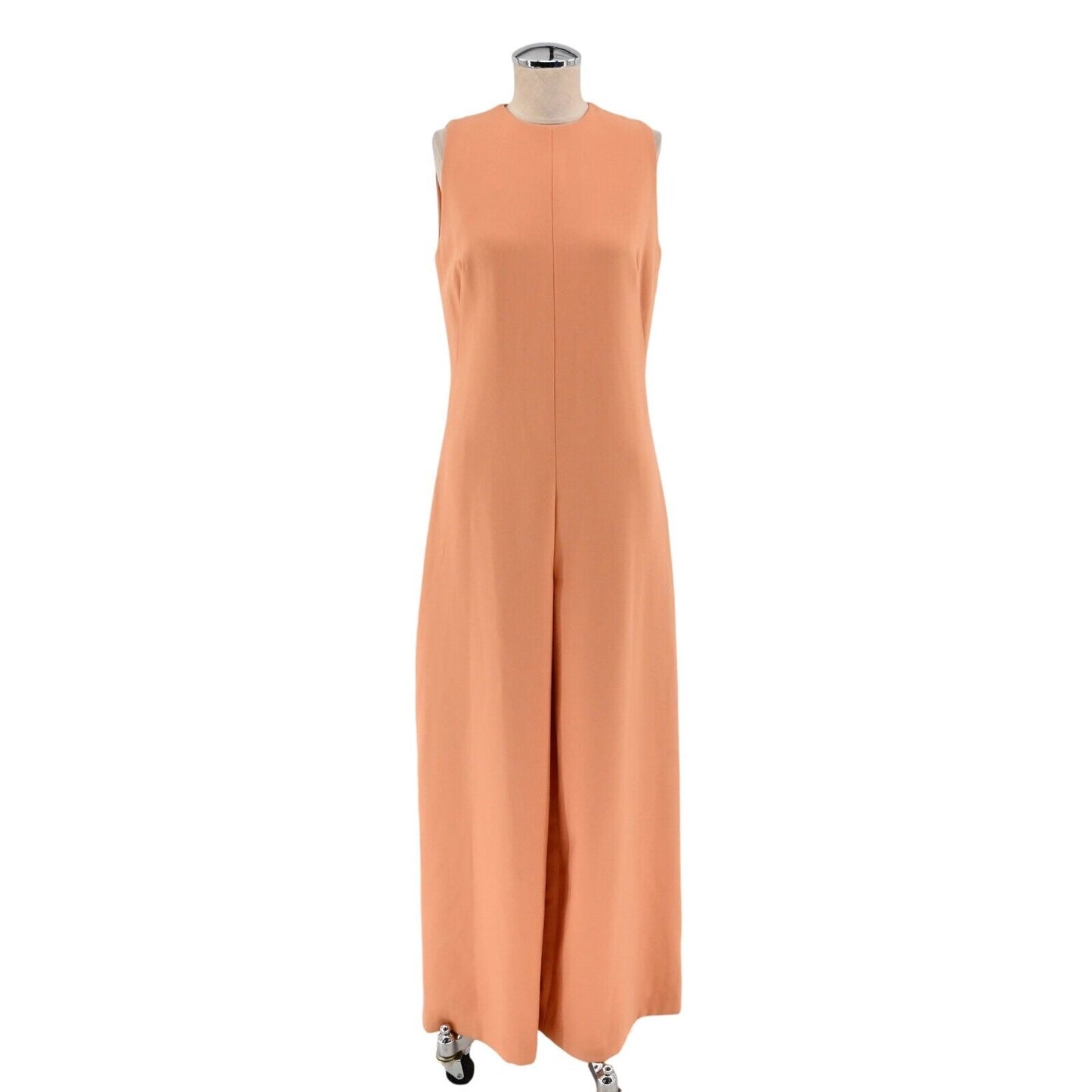Vintage Jumpsuit Womens Size M Wide Leg Sleeveless Solid Orange Chic Playsuit