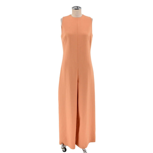 Vintage Jumpsuit Womens Size M Wide Leg Sleeveless Solid Orange Chic Playsuit