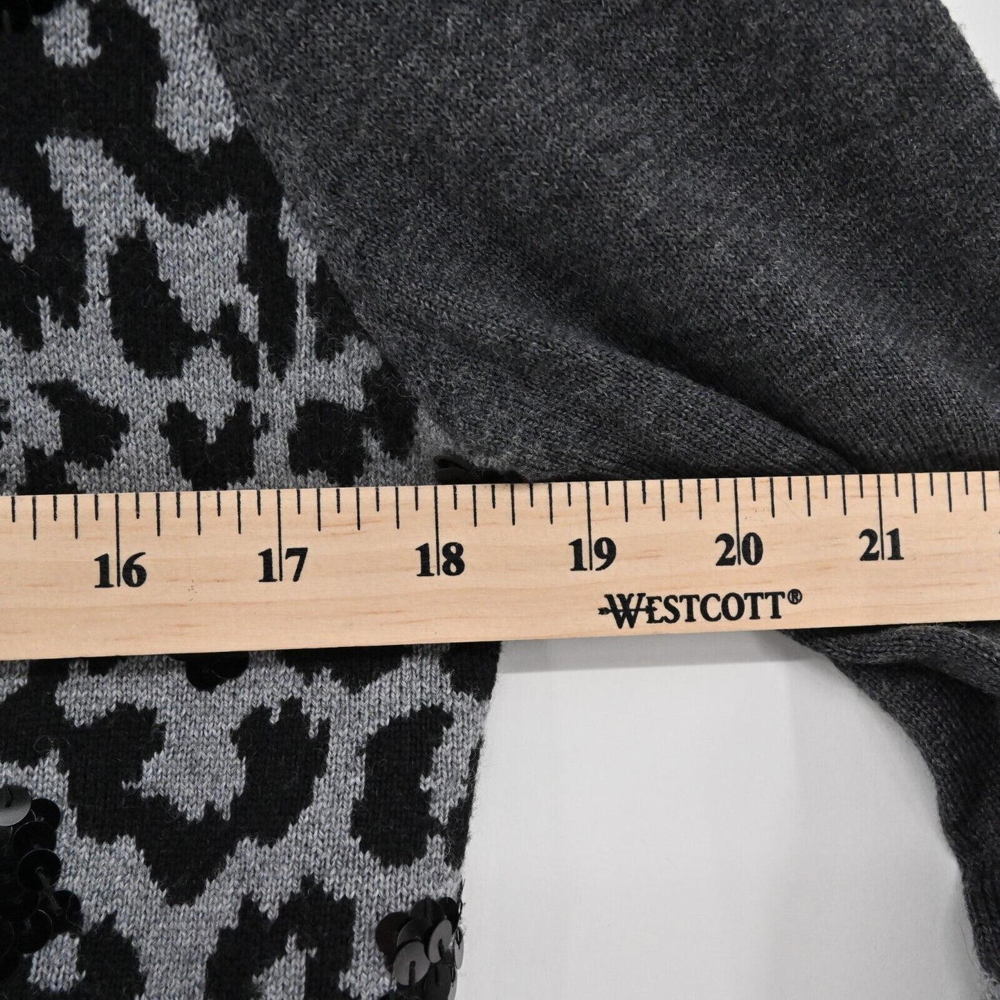 GRYPHON Sweater Womens Size XS Leopard Print Sequin Knit Cardigan Merino Wool