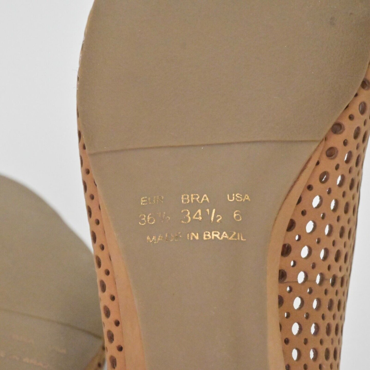 FRENCH SOLE Pumps Womens Size 6 Brown Perforated Nubuck Peep Toe Necessary Wedge