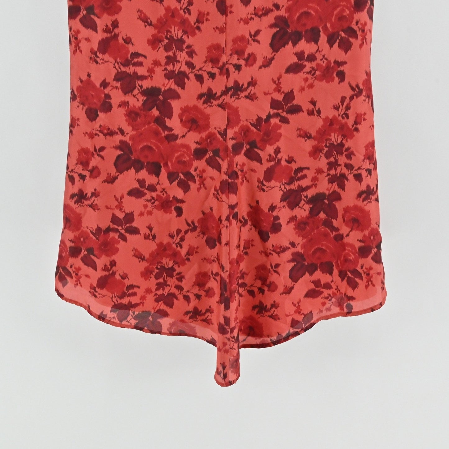 Vtg Y2k Silk Floral Maxi Skirt 8 Red Romantic Feminie Rose Lined Deadstock USA
