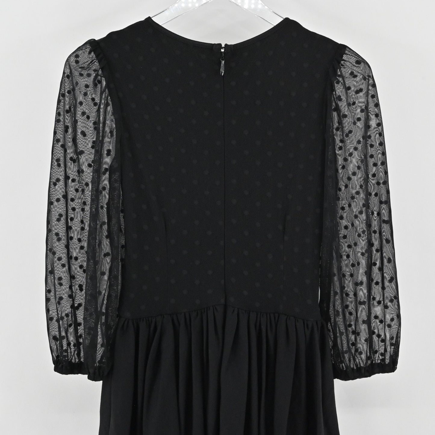 Vixen by Micheline Pitt 30s Frenchie Swing Dress Sz XS Black Sheer Bishop Sleeve