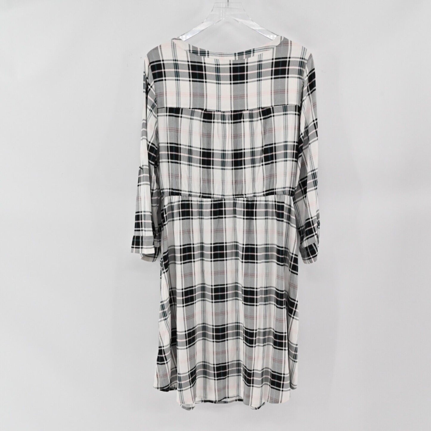TORRID Dress Womens Size 2X White Plaid Shirt Challis Zip Front Drawstring Waist
