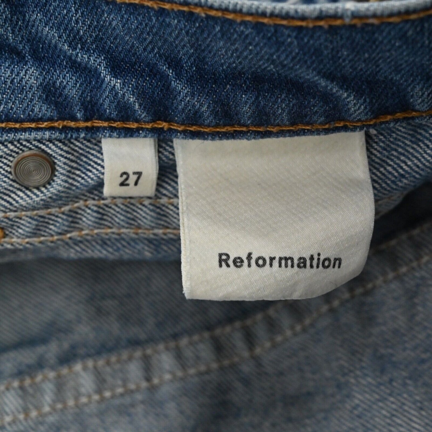 REFORMATION Skirt Womens Sz 27 Sami Denim Mini Distressed Boho Retro Grunge USA