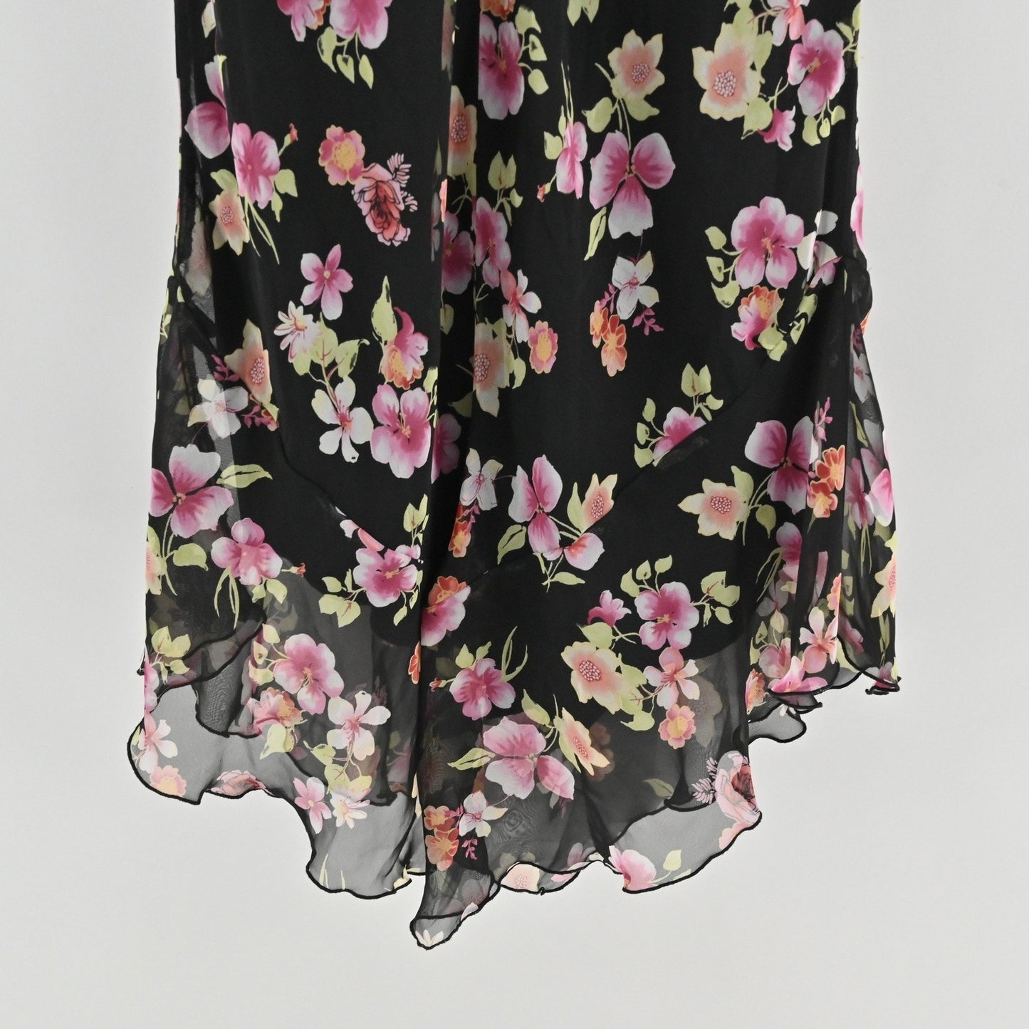 Vtg New York & Co Floral Midi Dress Size 14 Whimsigoth Fairygrunge Dark Romantic