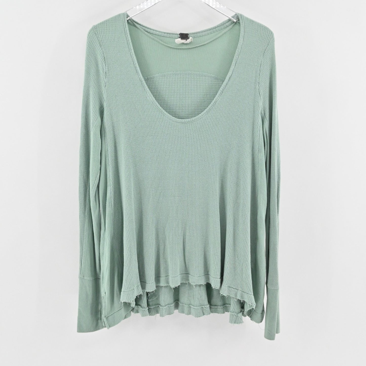 Free People Womens Malibu Waffle Thermal Top Size M Mint Seafoam We The Free