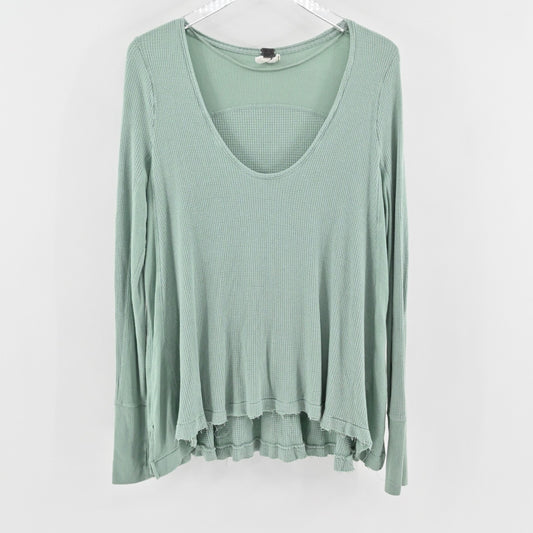 Free People Womens Malibu Waffle Thermal Top Size M Mint Seafoam We The Free
