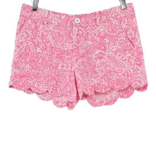 LILLY PULITZER Shorts Womens Size 4 Buttercup Scalloped 5" Pink White Print