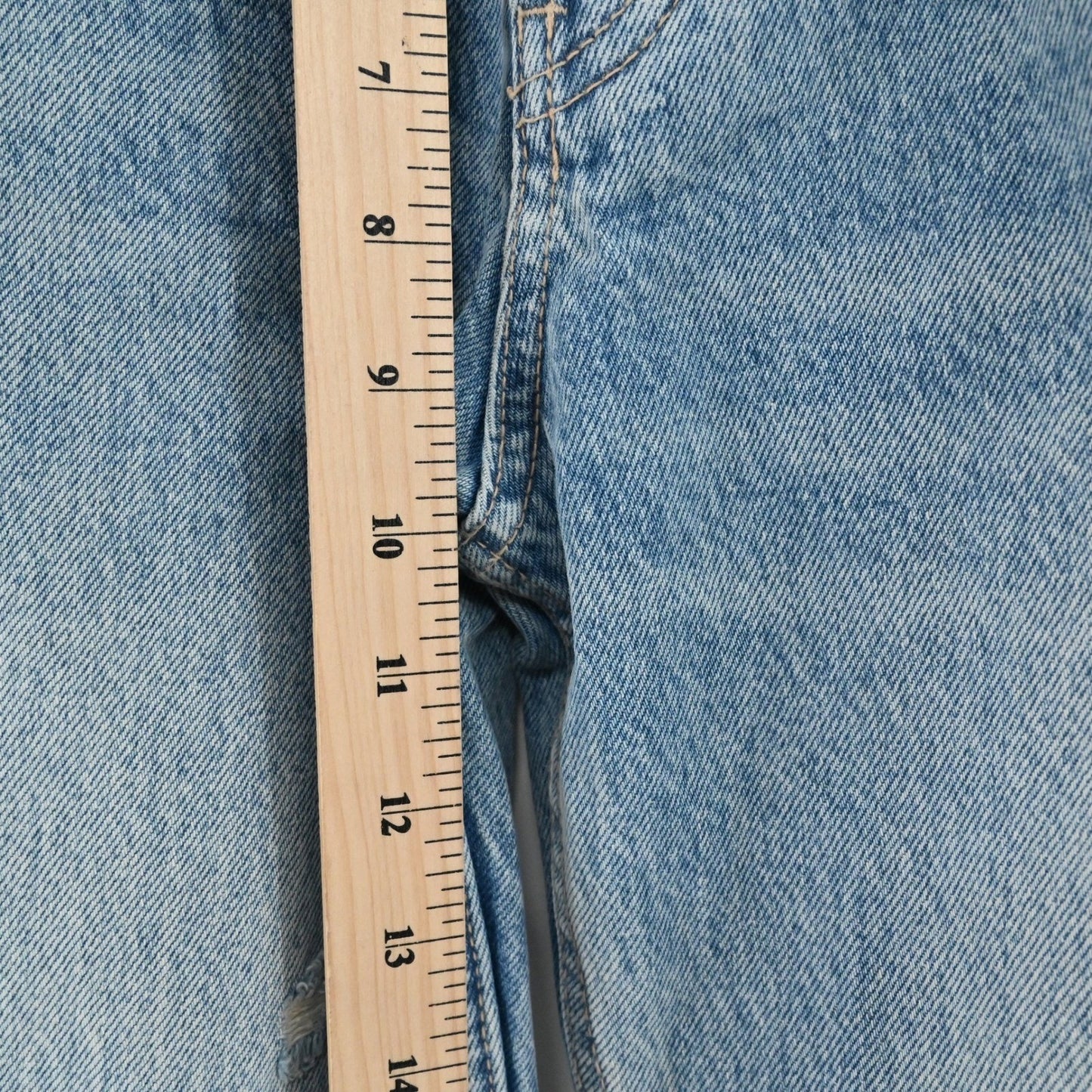 ZARA Womens Button Fly Jeans Size 4 Straight Leg Light Wash Distressed Mid Rise