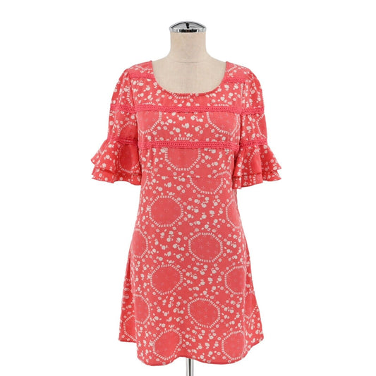 FREE PEOPLE Dress Womens Size 4 Geo Garden Floral Print Ruffled Sleeve Shift