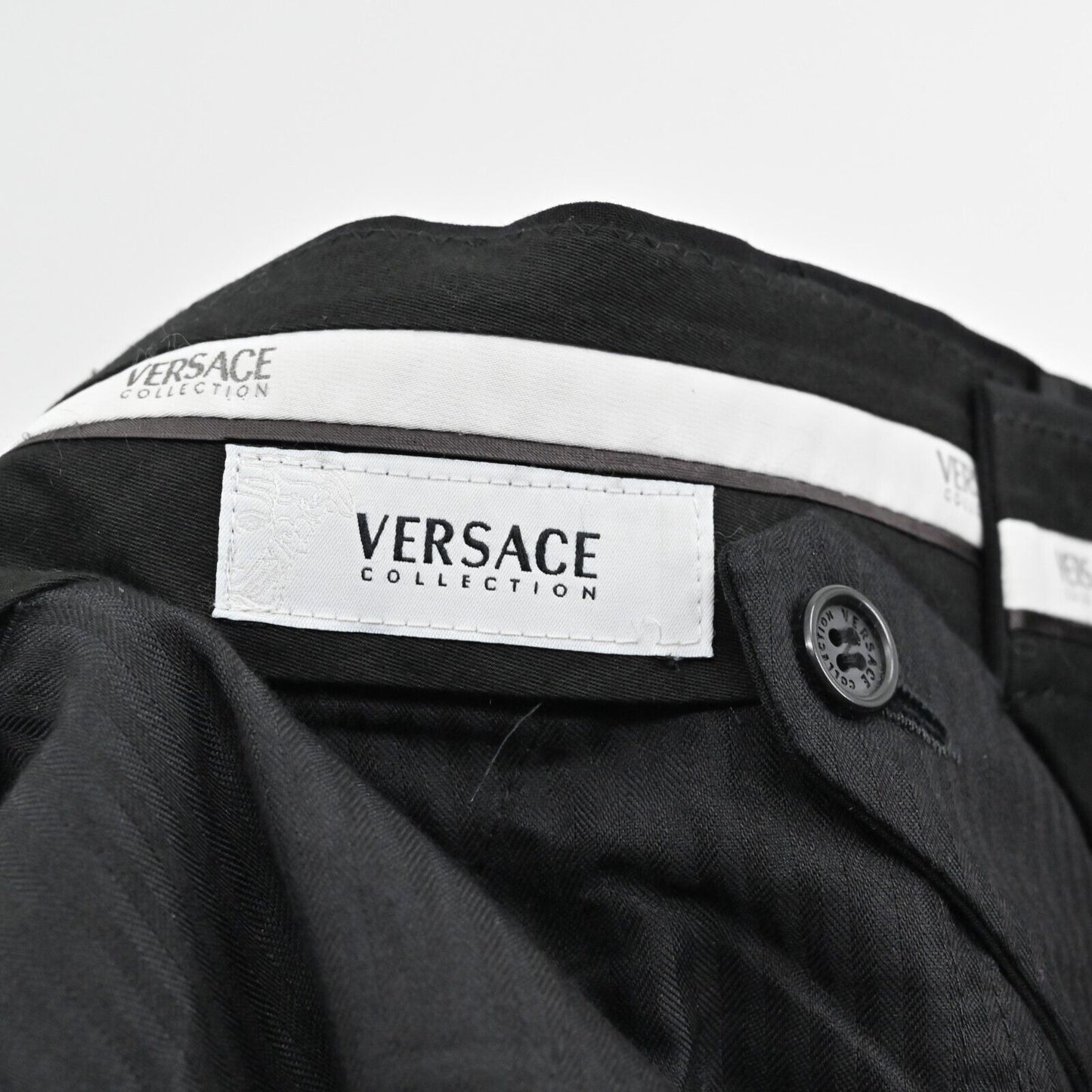 VERSACE Pants Mens Size 38x30 Straight Leg Classic Black Trouser Slacks Workwear