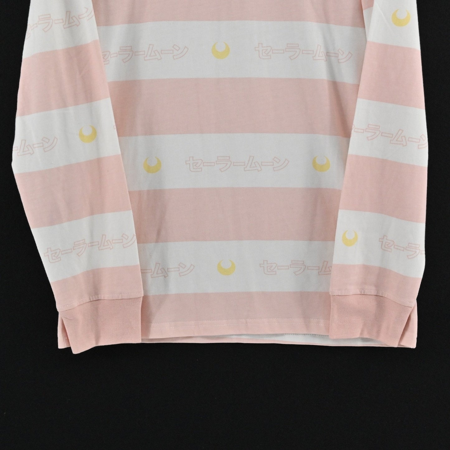 Sailor Moon Pink Stripe Long Sleeve Polo Shirt Size M Anime BoxLunch Exclusive