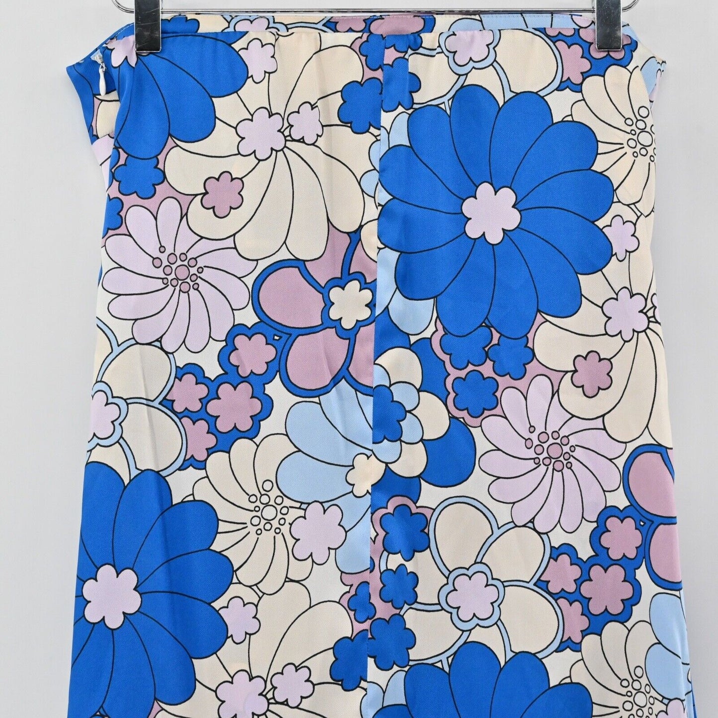 ZARA Dress Womens Sz M Blue Purple Retro Floral Strapless Midi 60s Mod 70s Boho