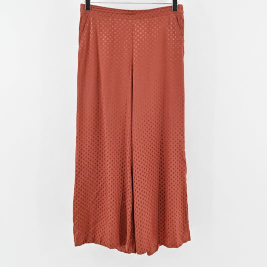ANTHROPOLOGIE Wide Leg Pants Womens Size S Dolan Rust Polka Dot Crop Pull On