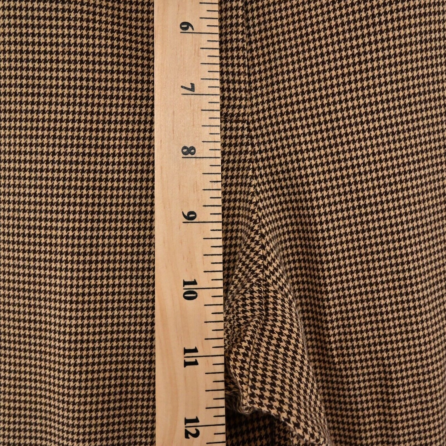 Vtg SAG HARBOR Pants Womens Sz 8P Stretch Houndstooth Black Tan Wide Leg Trouser