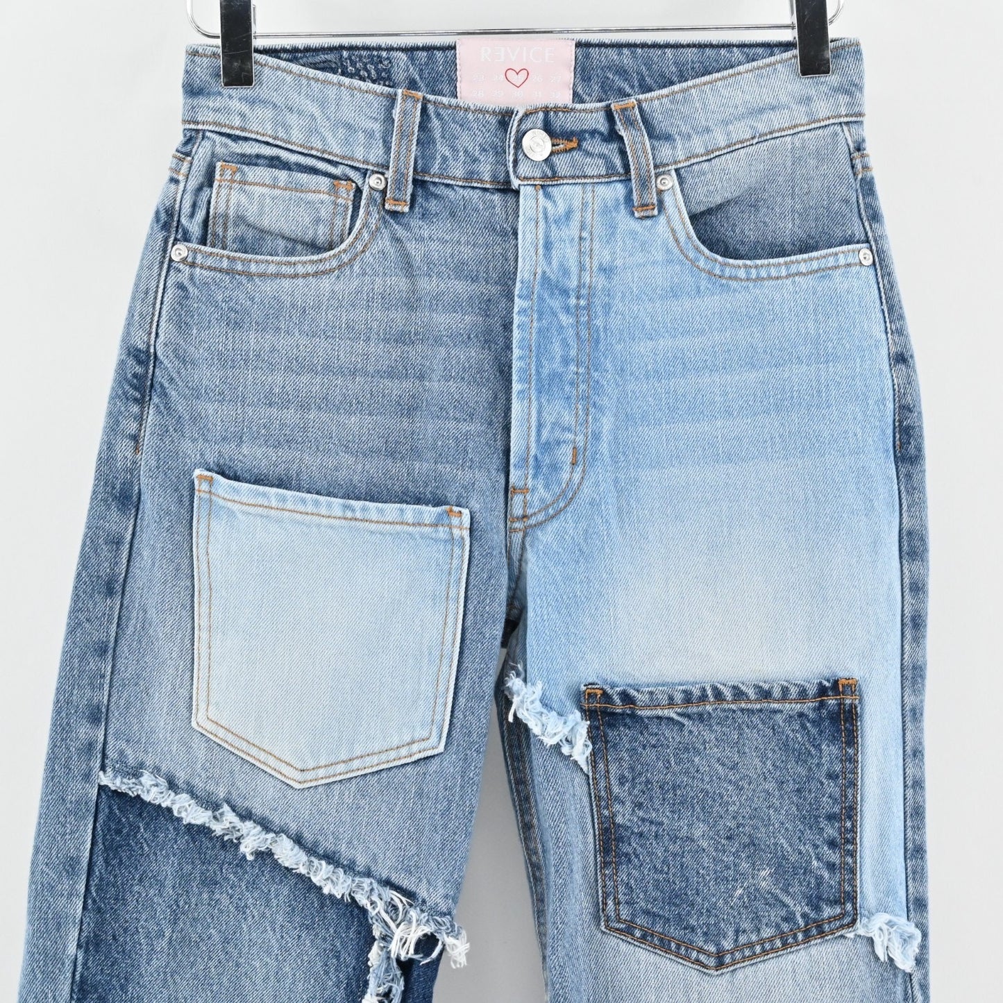 REVICE Womens Jeans Size 25 Matchmaker Love at First Sight Blue Denim Patchwork