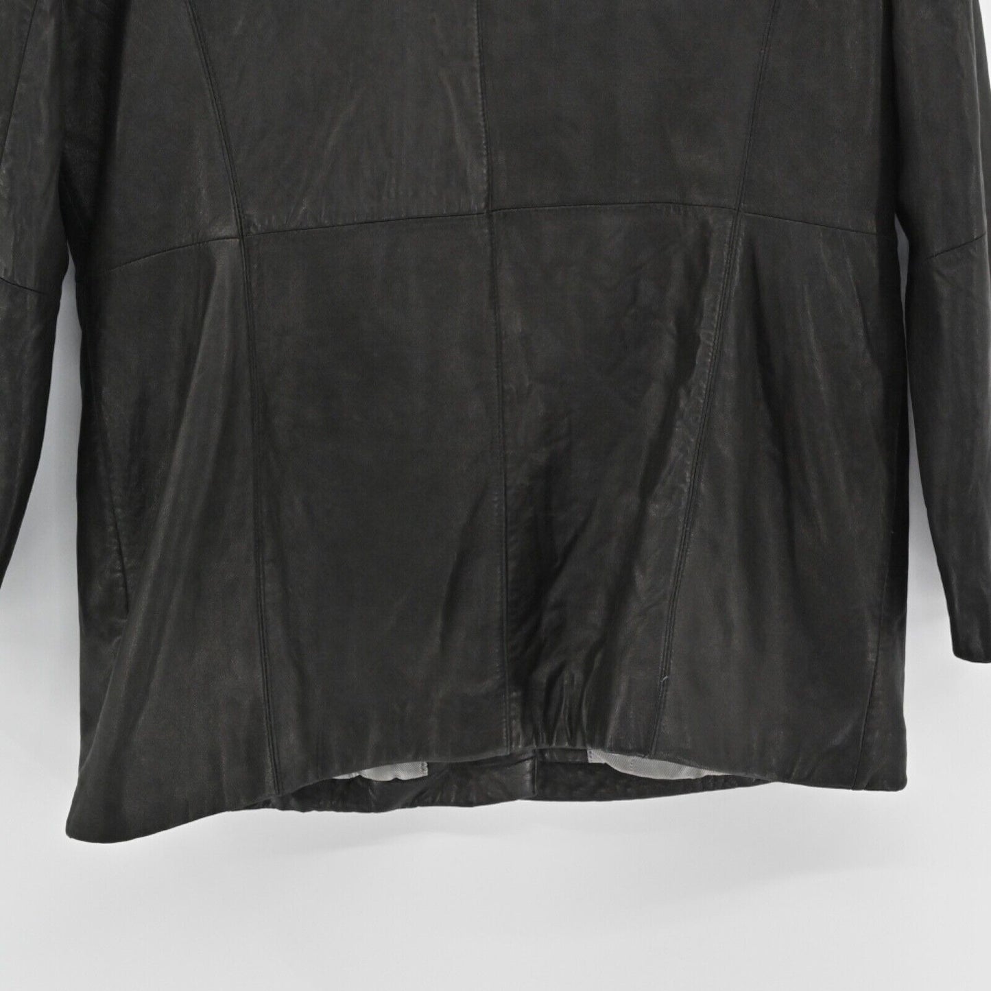 Vtg NICOLE MILLER Leather Jacket Womens Size XL Black Button Front Grunge Y2k