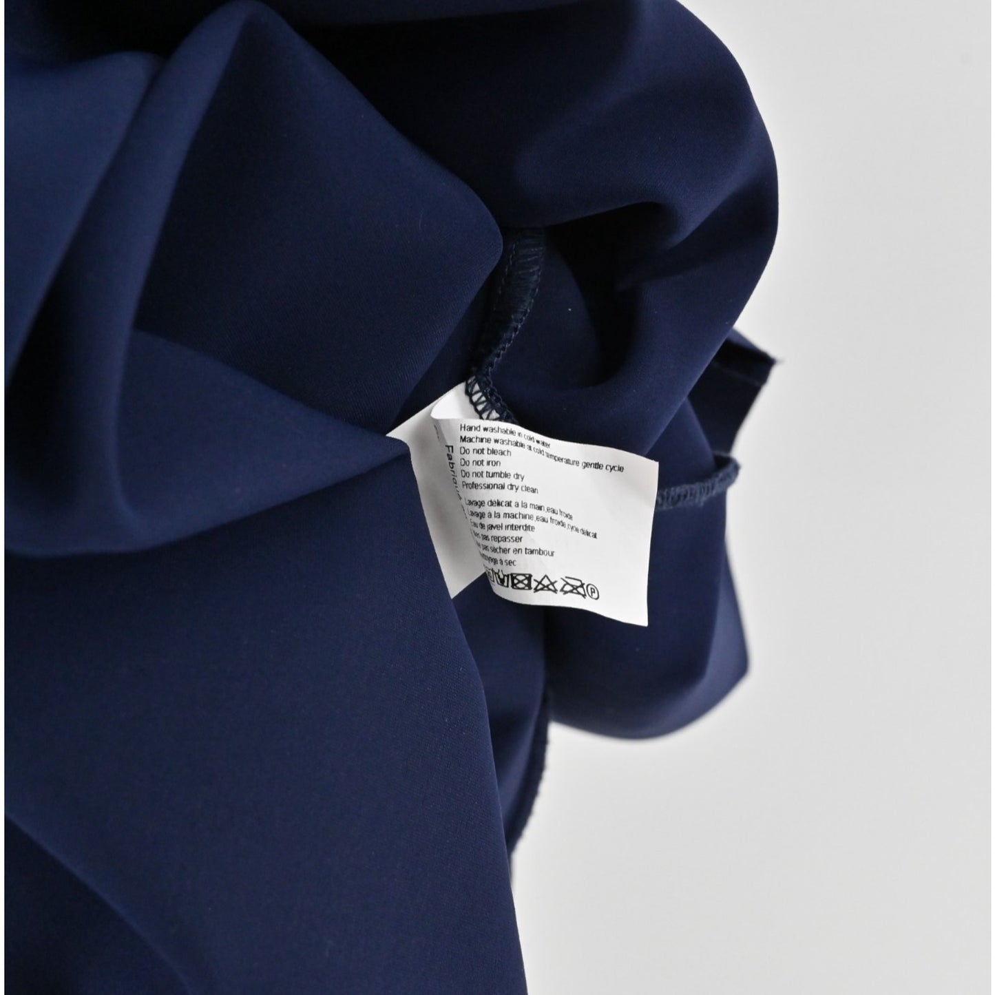 Chiara Boni Natalia Navy Blue Dress Size 38 Bell Sleeve Bateau Neck Stretch