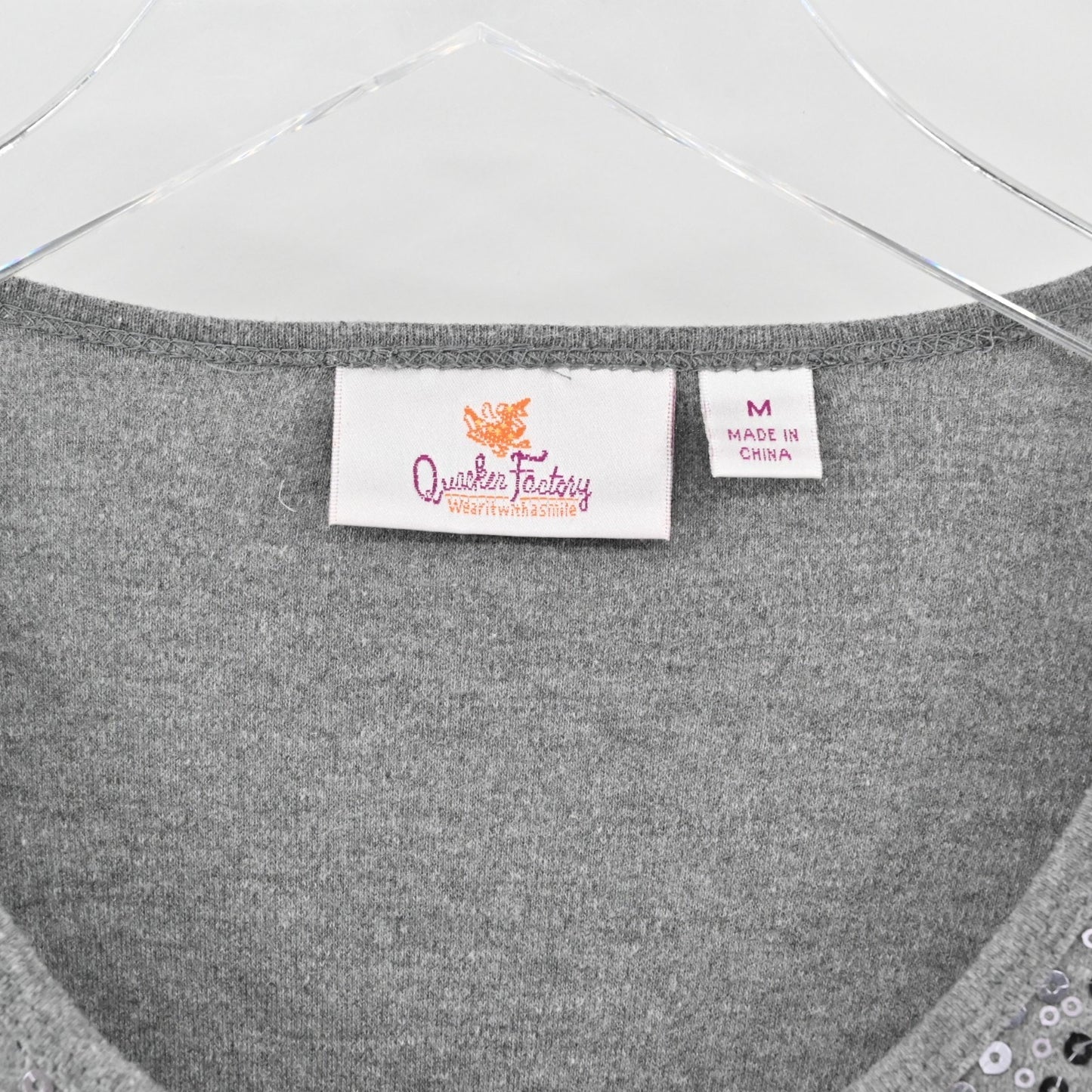 Quacker Factory Womens Sequin Cardigan Size M Silver Gray Button Front Sweater