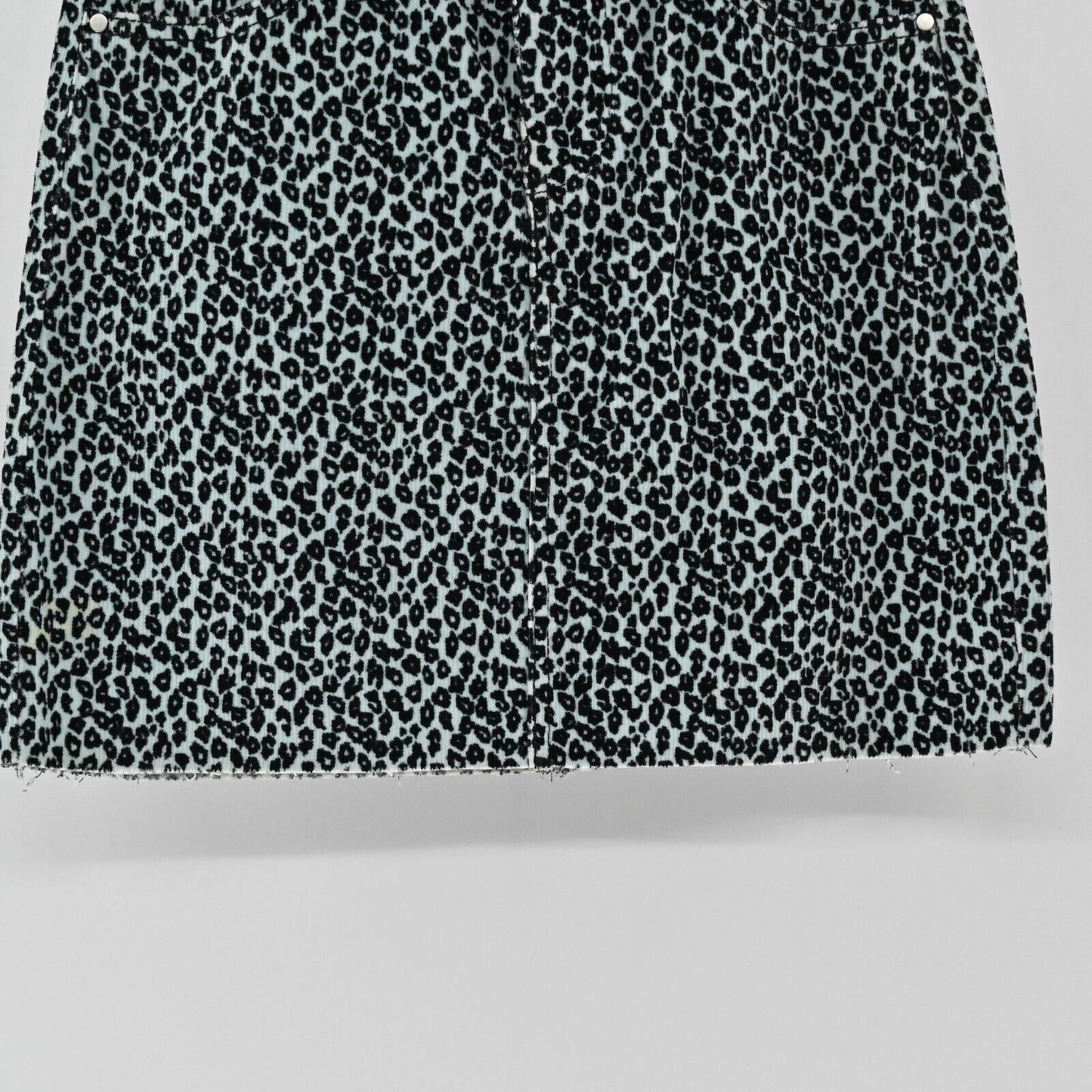 TDC Womens Sz XS Animal Print Mini Skirt by Topson Corduroy Mint Green Black NEW